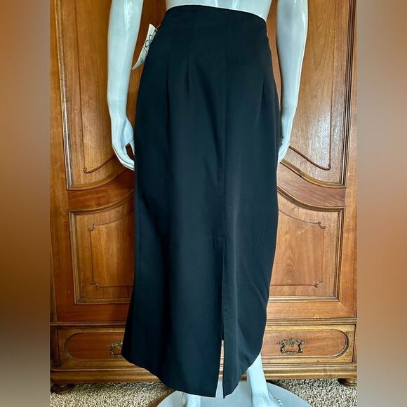 Black Maxi Skirt High Waist Button Front Wrap Skirt Size 12 • NEW WITH TAGS • - Picture 4 of 11